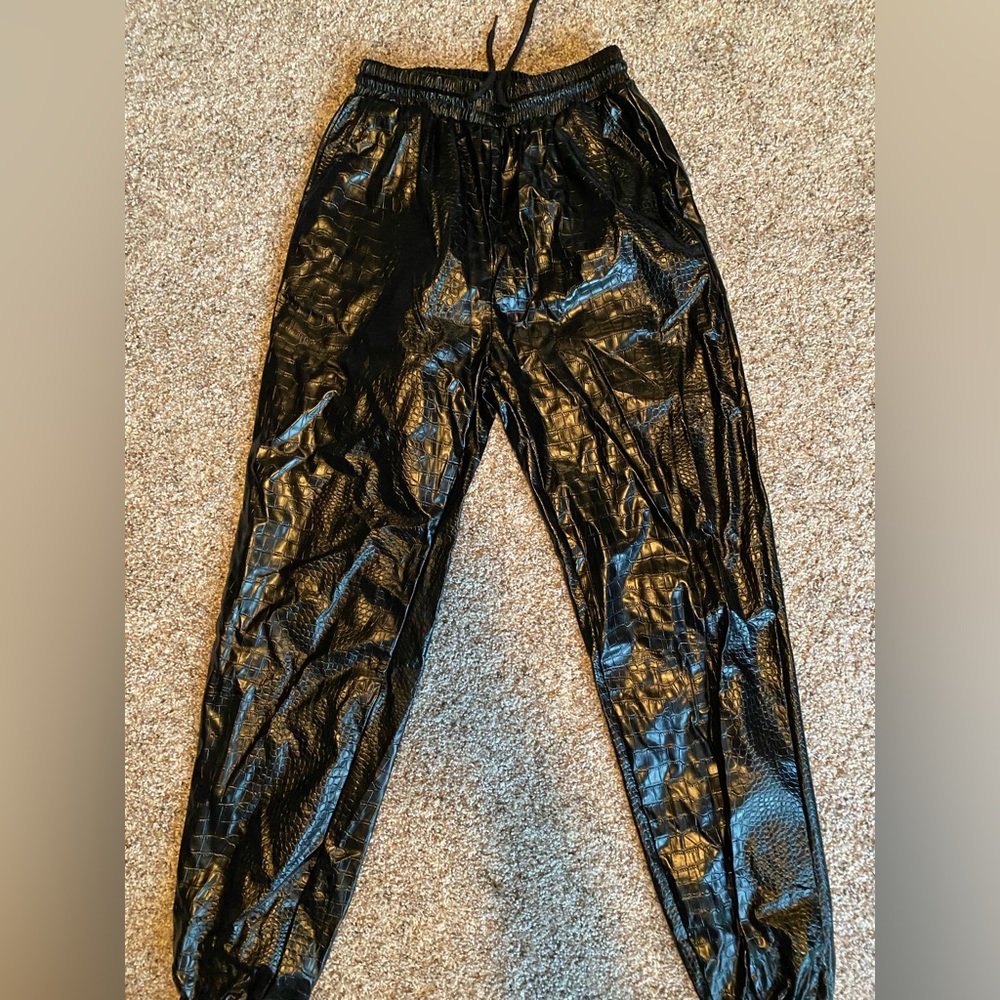 SHEIN faux leather jogger pants snakeskin pattern